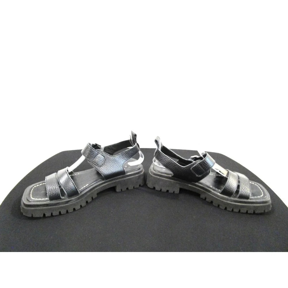 KMB Anthropologie Black Leather Chunky Platform Sandals Women 7US/37EU